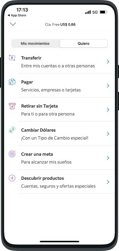 Pantalla Scotiabank, Dirígete a la sección Pagar